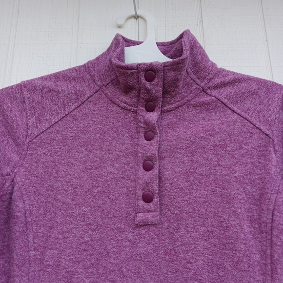 Duluth Trading Co Women S  Purple 1/4 Snap Button Pullover Fleece Sweater - Picture 2 of 5